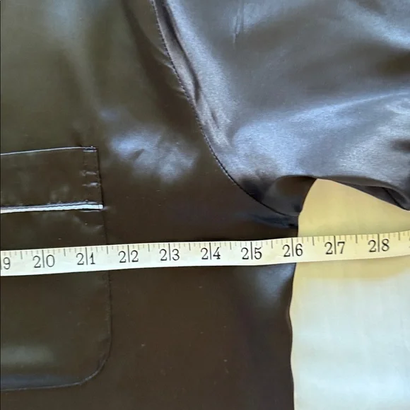 Black Silk Button-Up Pajama Top White Piping Short Sleeve Sophisticated Sz L - Picture 4 of 8